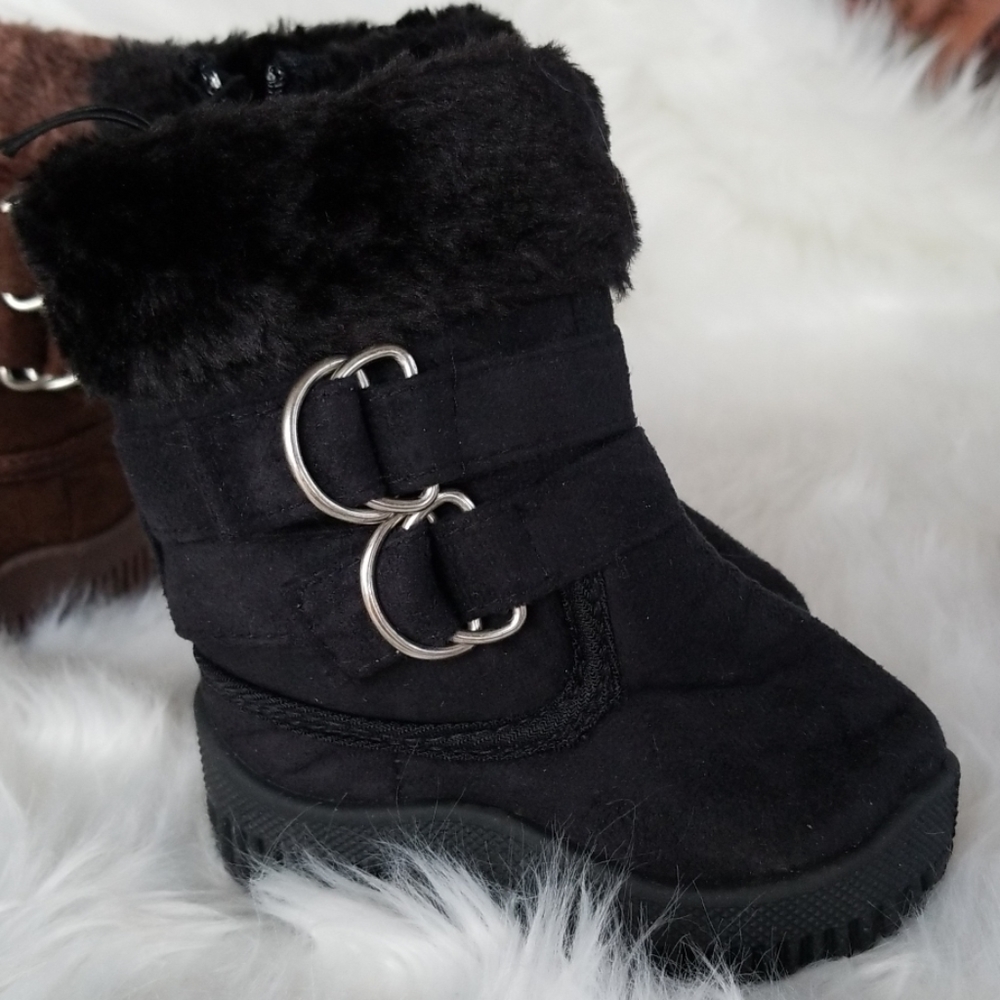 👣Shoe Box Trading Black Two Buckle Boot length measurement approx 5" long exte - Picture 5 of 12